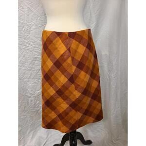 #0131 Caslon Orange Plaid Wool Skirt Size 12
